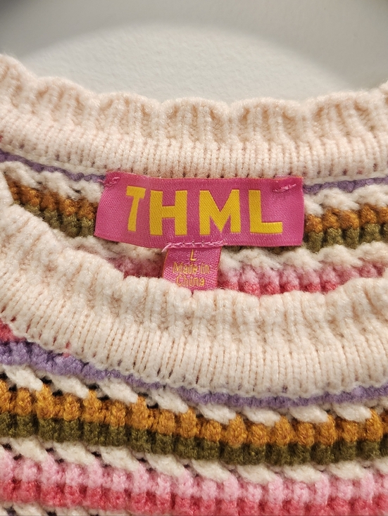 THML Pink Striped Knit Sweater Vest Summer Tank Top - Picture 3 of 4